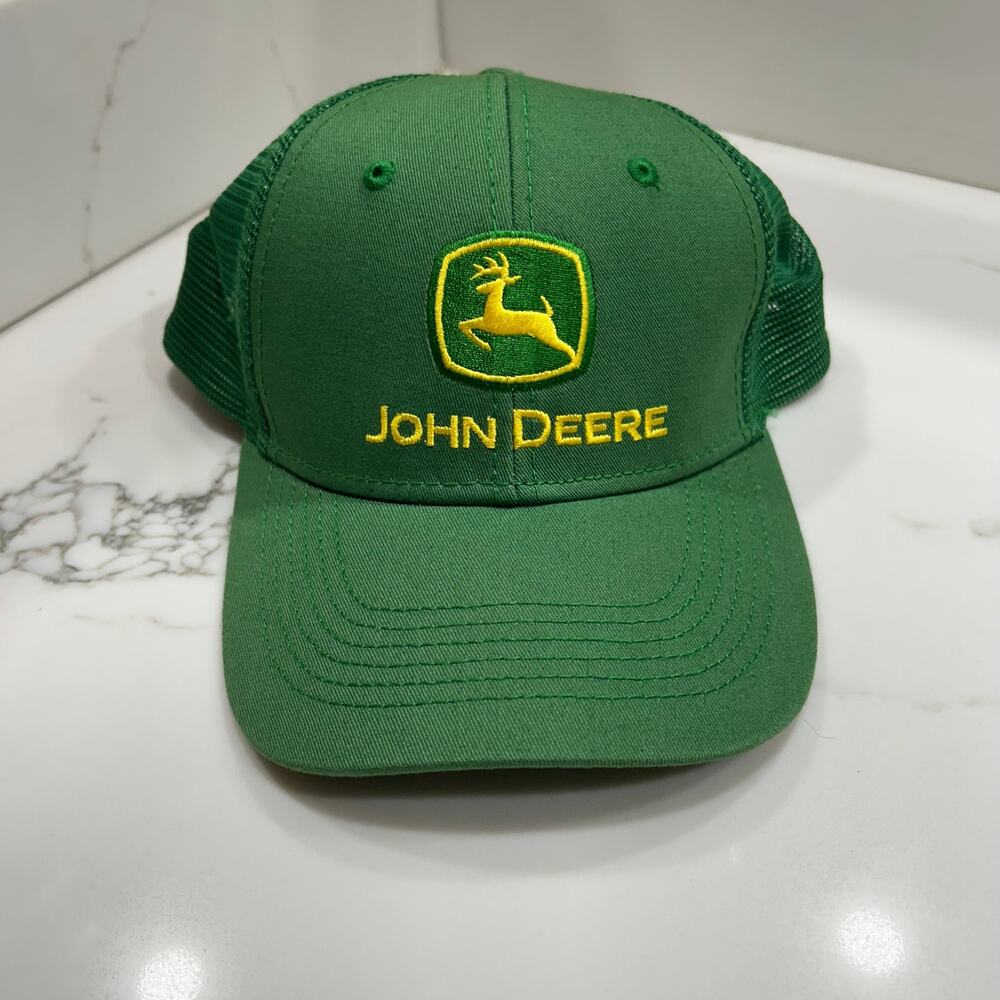John Deere Green Mesh Trucker Hat Snapback Adjustable Logo Cap OSFM